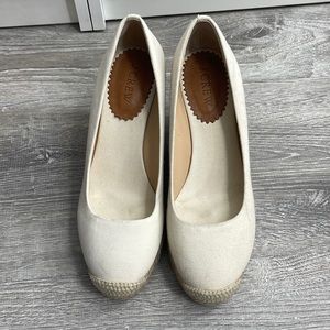 J Crew Seville Espadrille Wedges In Canvas Cream Wedge 7
